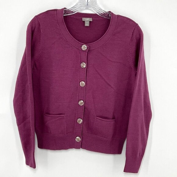 J. Jill Cardigan Women S Petite Mauve Knit Button Up Round Sweater - Picture 1 of 7